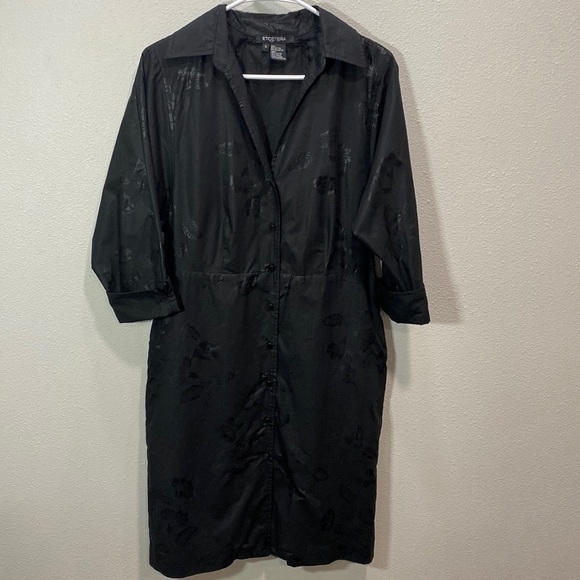 Etcetera‎ black floral button front shirt dress - Picture 1 of 12